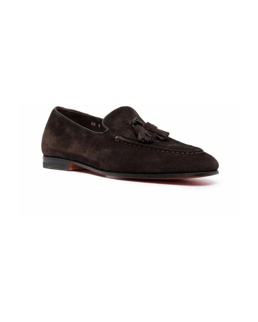 Santoni Black Loafers for men