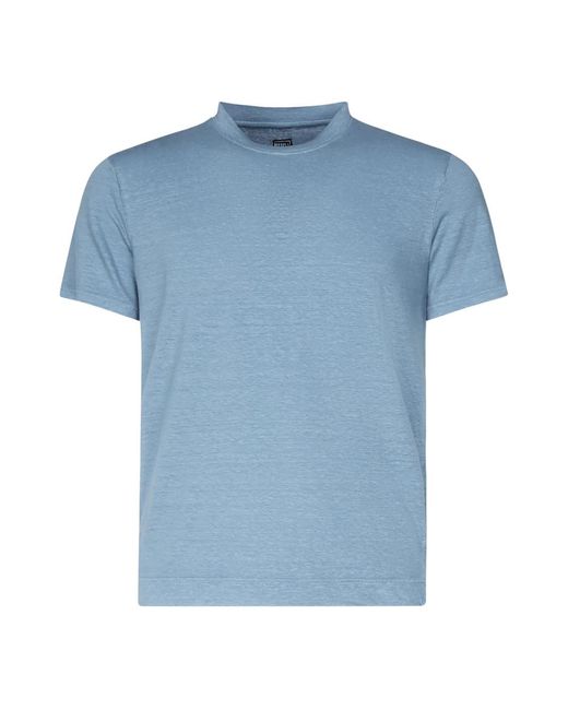 Fedeli Tops ,Blauw ,Linnen Blauw Linnen T-Shirt En Polo in het Blue voor heren