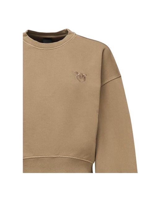 Pinko Natural Haselnuss Baumwollpullover, Lässige Passform, Lange Ärmel