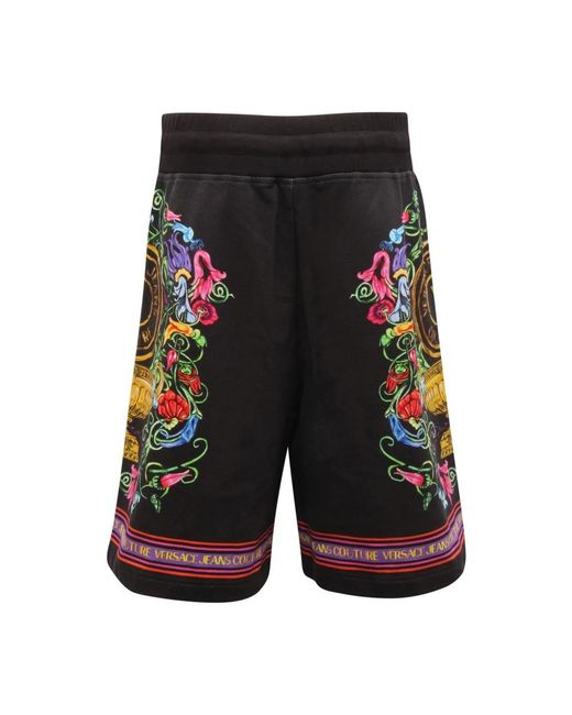 Versace Korte Broeken ,Zwart ,Panel Garden Bermuda Shorts Couture in het Black voor heren