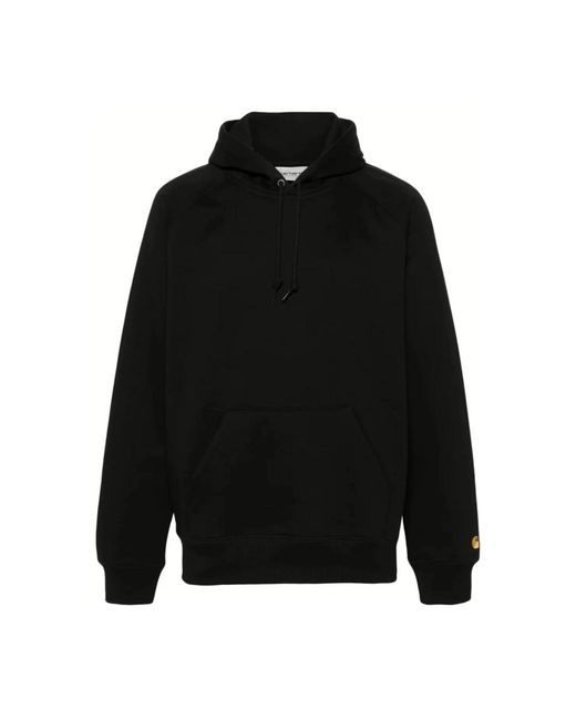 Carhartt Black Chase Hoodie With Embroidered Logo for men