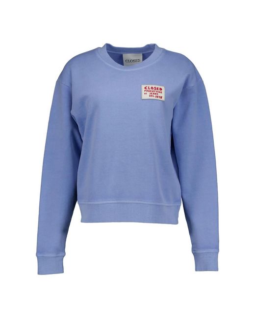 Closed Hoodies & Sweatvesten ,Blauw ,Basic Trui Met Ronde Hals in het Blue
