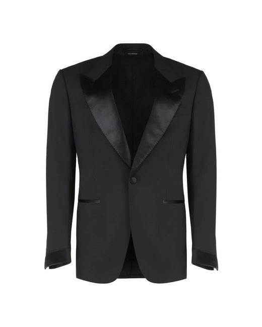 Tom Ford Jassen ,Zwart ,Wol Elegant Wollen Pak Met Satijndetails in het Black voor heren