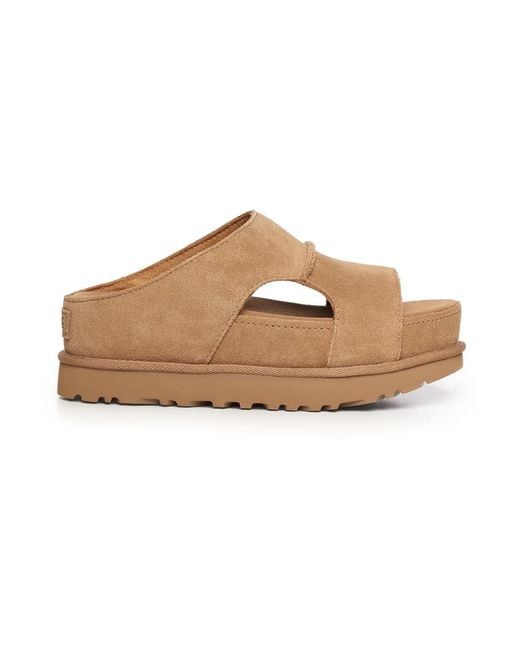 Ugg Brown "Goldenstar High Cutout Slide" Mule