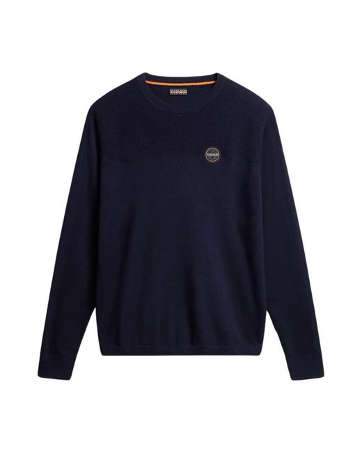 Napapijri Blue Round-Neck Knitwear for men