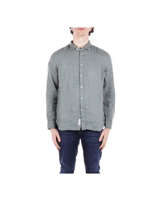 Woolrich Grünes Hemd Knopfleiste Leinen Vorderverschluss in Gray für Herren