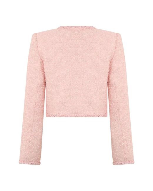 Self-Portrait Boucle Jas in het Pink