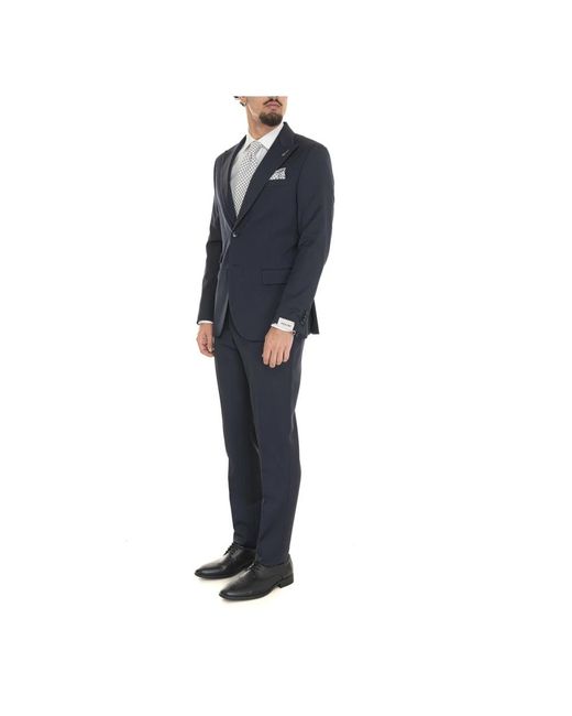 Paoloni Blue Single Breasted Suits for men