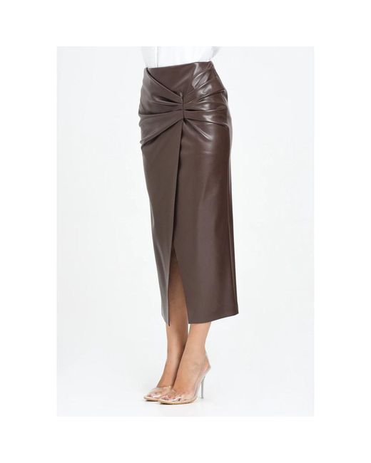 SIMONA CORSELLINI Bruine Imitatieleren Midi-Rok in het Brown