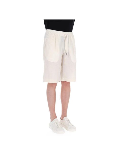 Herno Korte Broeken ,Linnen Crème Linnen Bermuda Jogger Shorts in het Natural voor heren