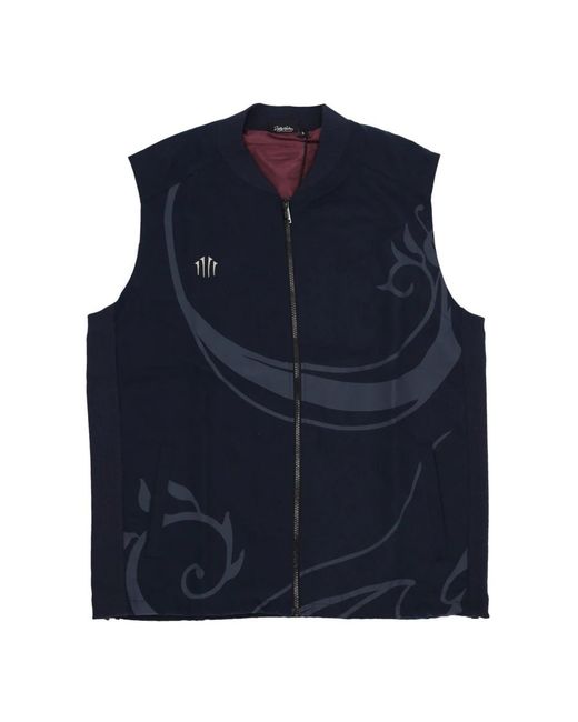 DOLLY NOIRE Jassen ,Zwart ,Katoen Zwarte Jhin Gilet Met League Of Legends Borduurwerk in het Blue voor heren