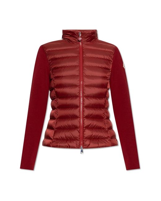Moncler Truien & Vesten ,Rood ,Wol Vest Met Dons Inzetstuk in het Red