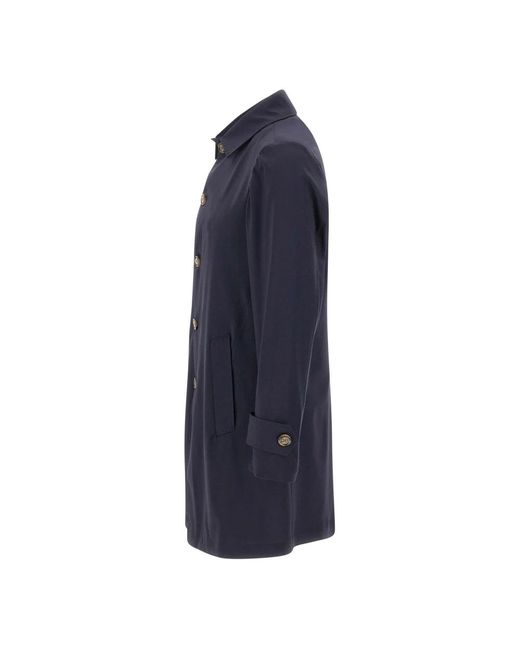 Barba Napoli Blue Single-Breasted Coats for men