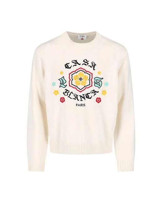 Casablanca White Round-Neck Knitwear for men