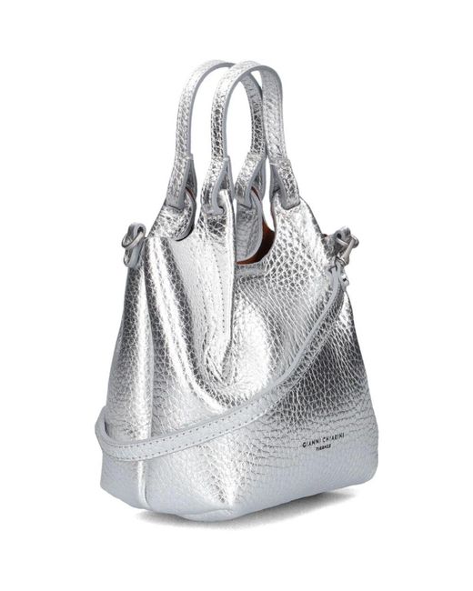 Gianni Chiarini White Silberne Handtasche Dua 9718
