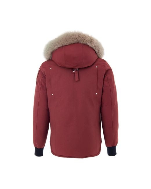 Moose Knuckles Jassen ,Rood ,Katoen Gewatteerde Jas Met Capuchon En Bont in het Red voor heren