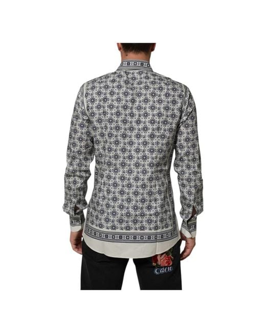 Dolce & Gabbana Monkey Tie Print Hemd in Gray für Herren