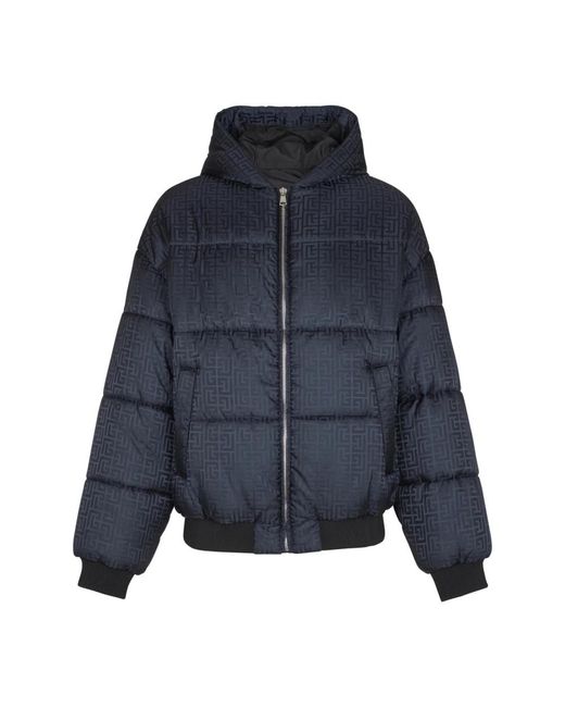 Balmain Cropped Gewatteerde Monogram Jas in het Blue voor heren