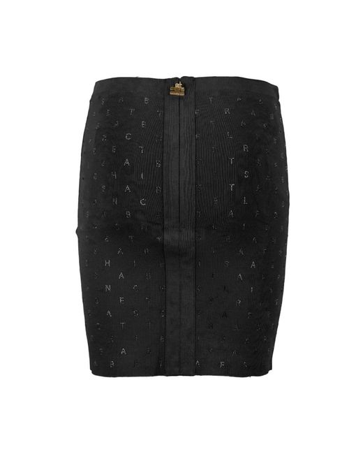 Elisabetta Franchi Korte Rok Met Rits En Haak in het Black