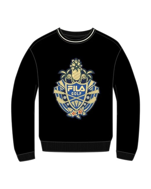 Fila Logo sweatshirt rundhalsausschnitt baumwollmischung in Black für Herren