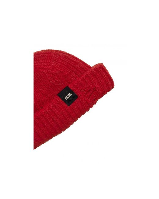 Gcds Accessoires ,Rood ,Wol Geribbelde Foldover Beanie Muts in het Red