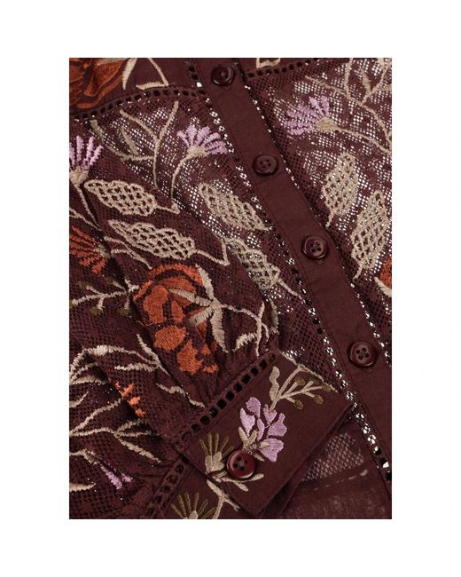 Antik Batik Overhemden ,Rood ,Katoen Arima Blouse in het Brown