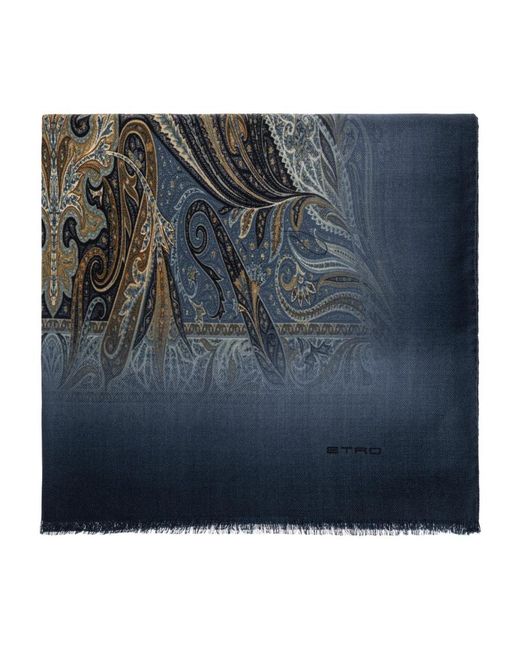 Etro Wool Scarf in het Blue voor heren