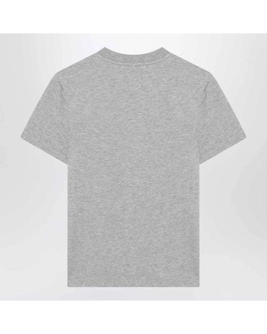 AMI Gray Ami De Coeur Crewneck T-Shirt for men
