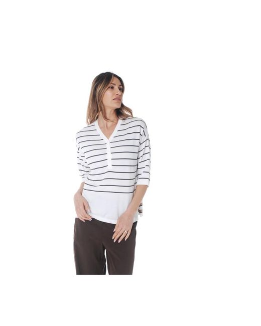 Kangra White V-Neck Knitwear