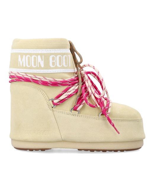 Moon Boot Schoenen ,Geel ,Polyester Icon Low Suede in het Pink