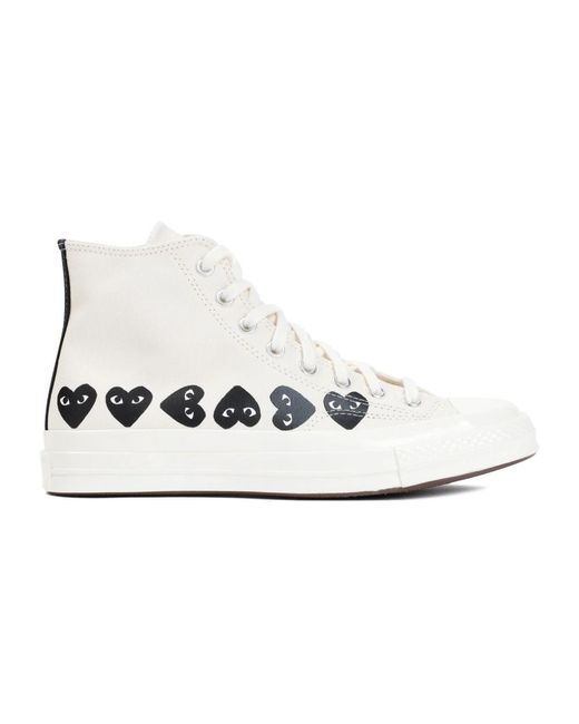 COMME DES GARÇONS PLAY White Weiße heart hi top sneakers,schwarze heart hi top sneakers