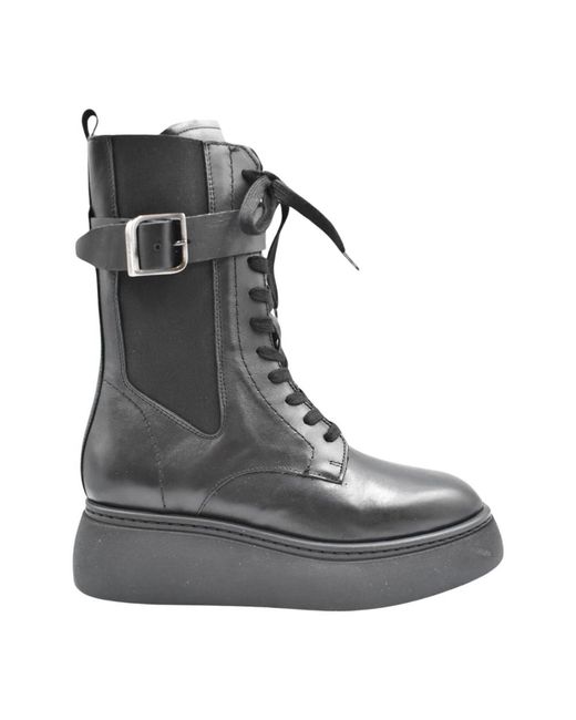 Janet & Janet Black Lace-Up Boots
