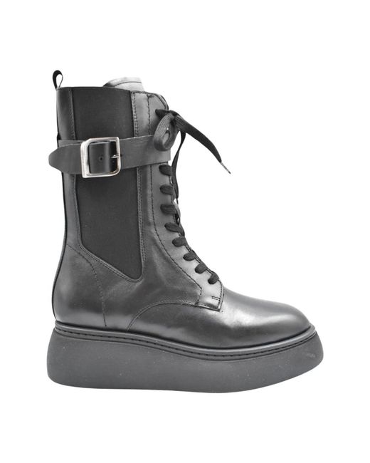 Janet & Janet Black Lace-Up Boots