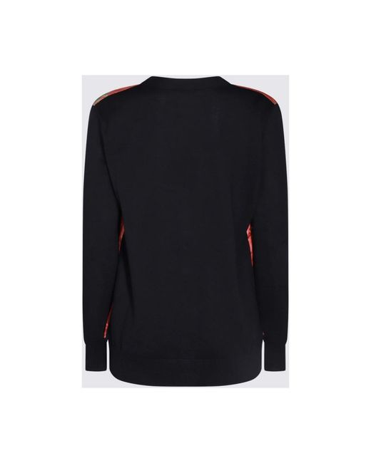 Etro Black Blaue wollstrickpullover prints