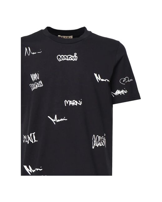 Marni Blaue Baumwoll-Jersey T-Shirts Und Polos in Black für Herren