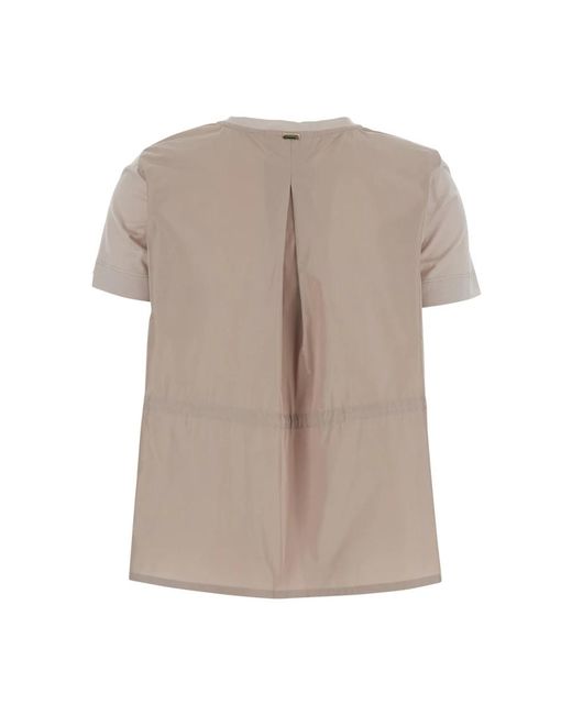 Herno Tops ,Roze ,Katoen T-Shirt Met Ronde Hals in het Gray