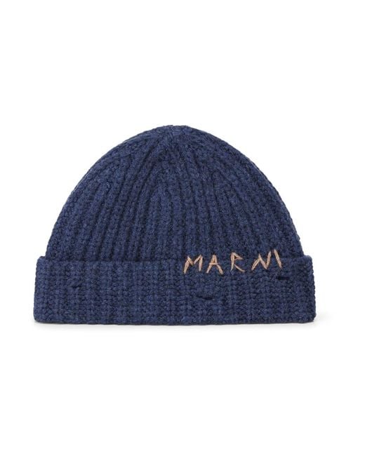 Marni Wollstrickmütze Mütze in Blue für Herren