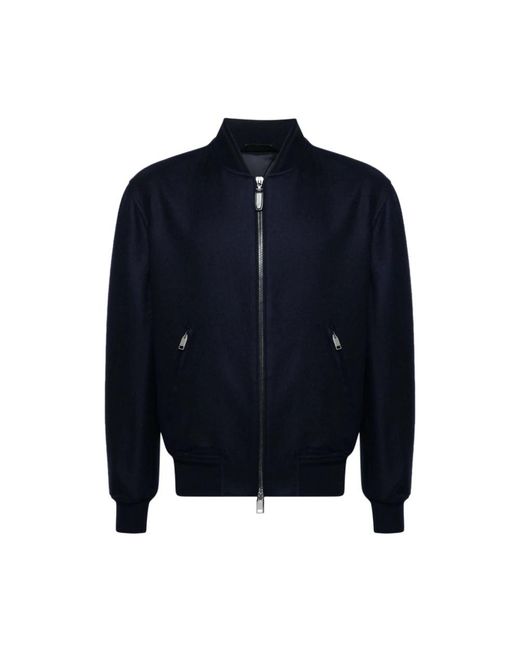 Brioni Jassen ,Blauw ,Wol Marineblauwe Twill Bomberjack in het Blue voor heren