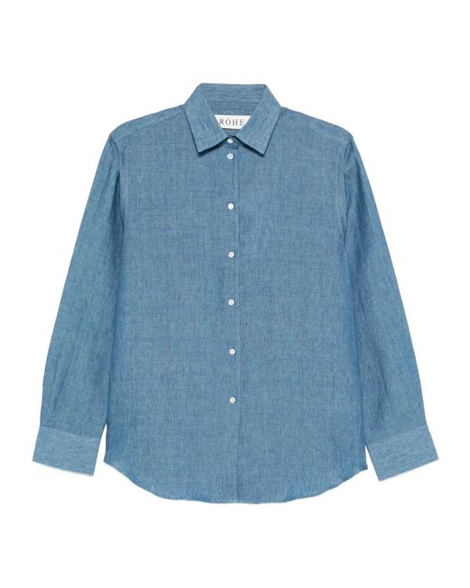 Rohe Overhemden ,Blauw ,Linnen Shirt in het Blue