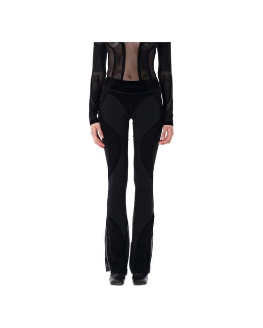 M I S B H V Flock Mesh Sport Flared Broek in het Black