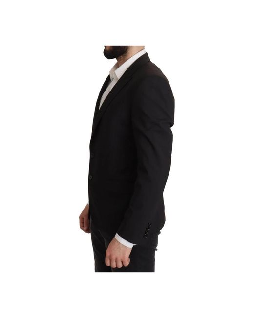 Dolce & Gabbana Indrukwekkende Italiaanse Wol Effen Blazer Jack in het Black voor heren