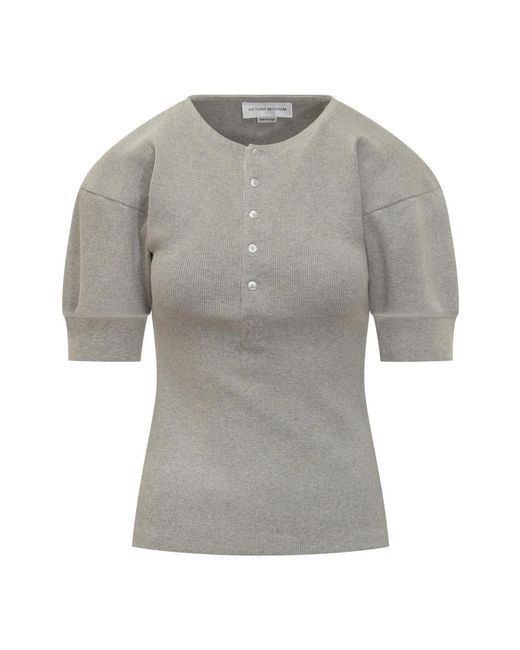 Round-Neck Knitwear Victoria Beckham en coloris Gray
