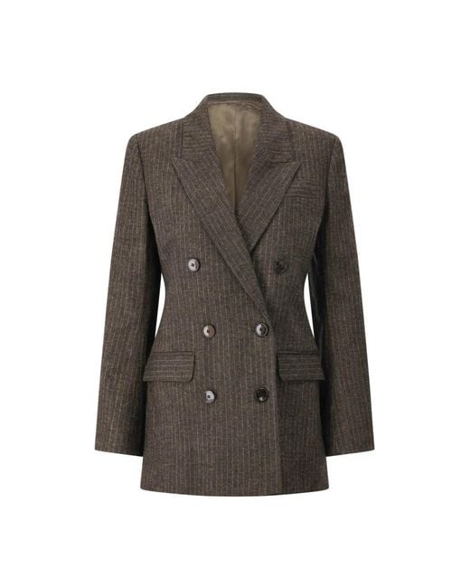 Isabel Marant Black Doppelreihiger Blazer Mit Nadelstreifen