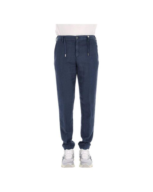 Myths Blaue Leinenhose Mit Fischgrätenmuster in Blue für Herren
