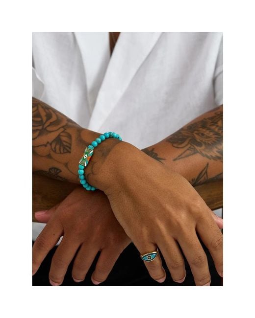 Nialaya Türkis Armband Mit Bösem Blick in Blue für Herren