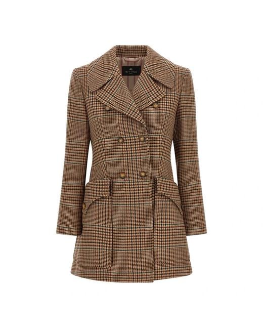 Etro Brown Double-Breasted Coats