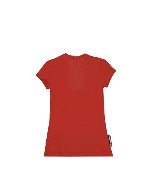 DSquared² Red Cotton T-Shirt With Side Logo Detail