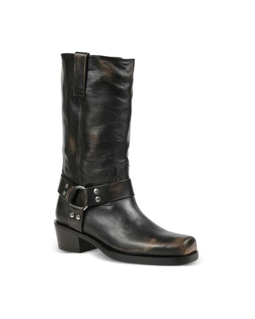 Paris Texas Black Cowboy & Biker Boots