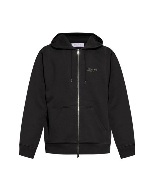 Givenchy Hoodies & Sweatvesten ,Zwart ,Katoen Hoodie Met Ritssluiting En Stempelprint in het Black voor heren