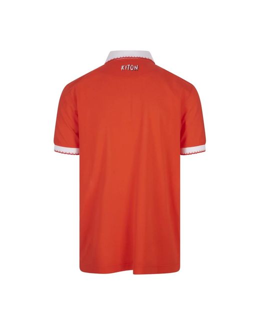 Kiton Oranges Poloshirt Mit Reißverschluss in Red für Herren